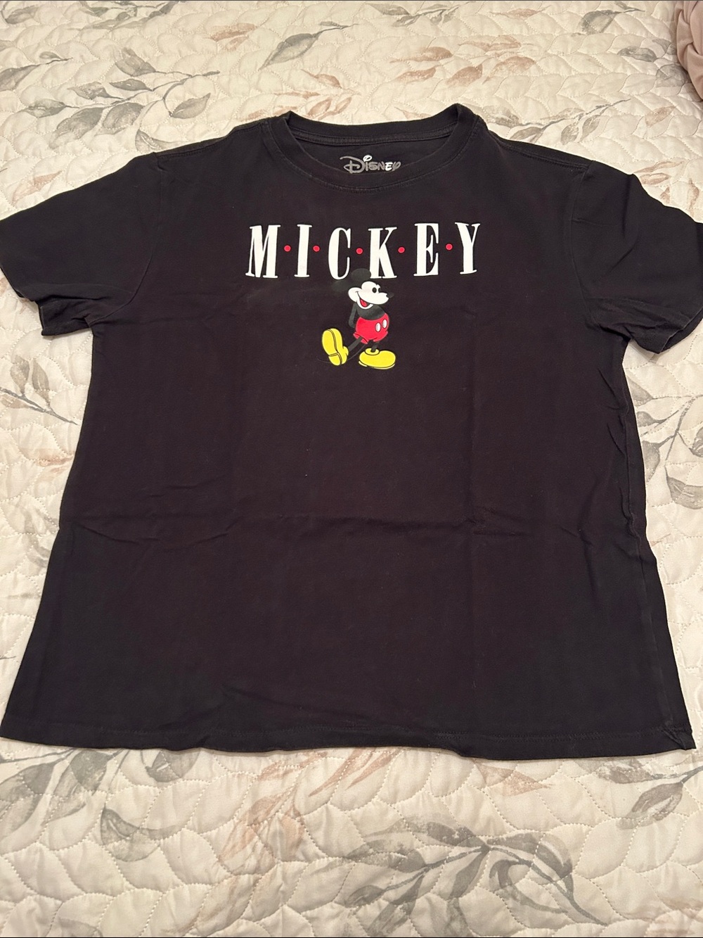 Disney Black Mickey Graphic Tee with Red & Yellow Accents